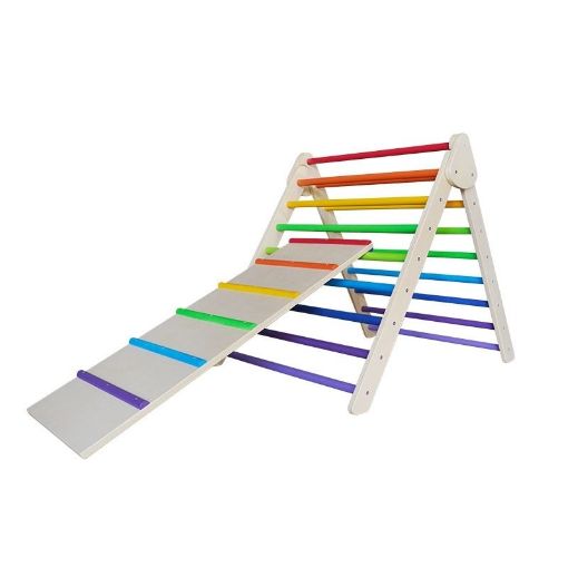Picture of PRE ORDER: Smart Climbing Triangle with Ramp Montessori Climber, Waldorf Ladder, Toddler Gym, Birch Hardwood